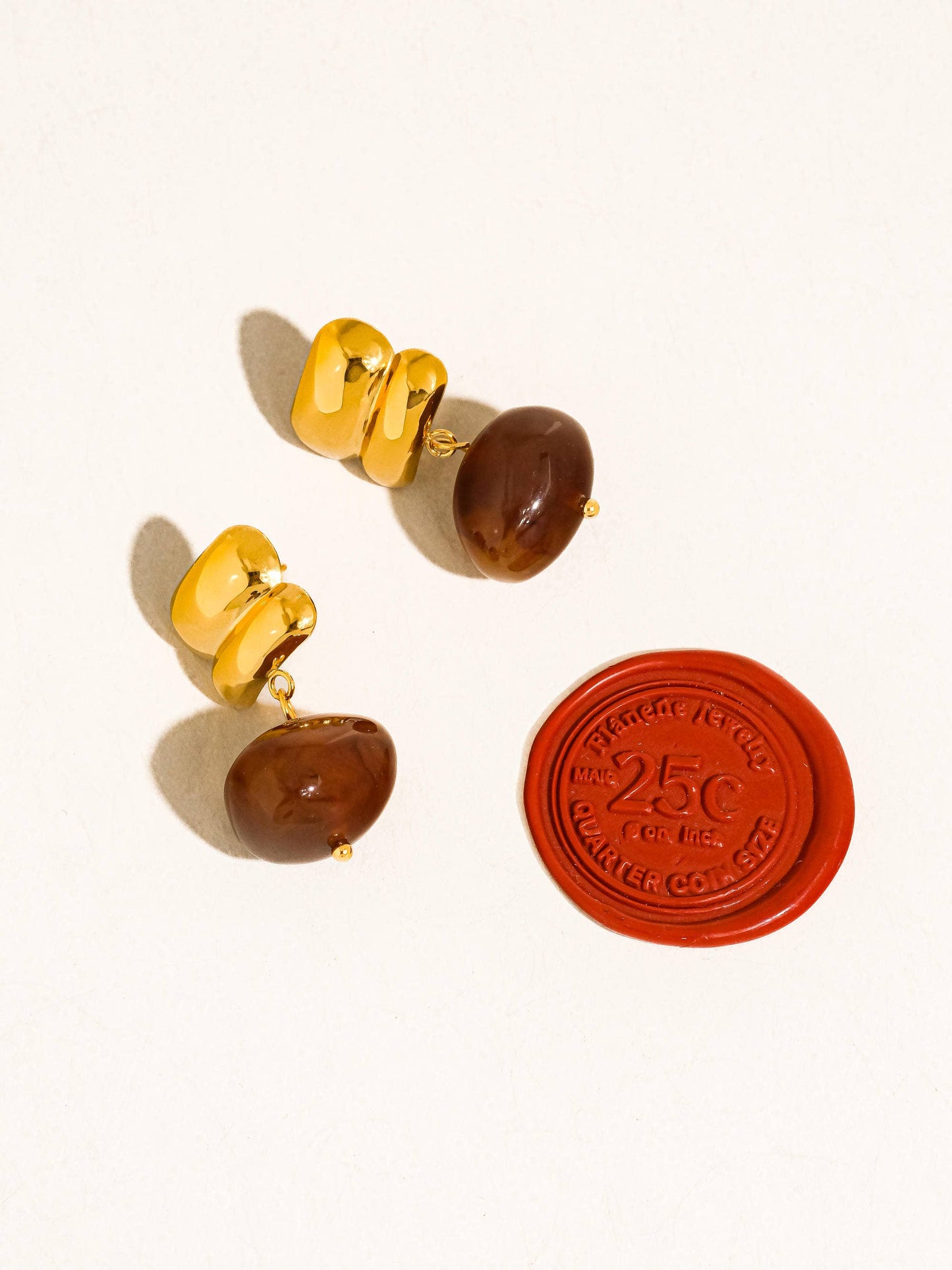 ANNINA DROP AGATE GOLD EARRINGS