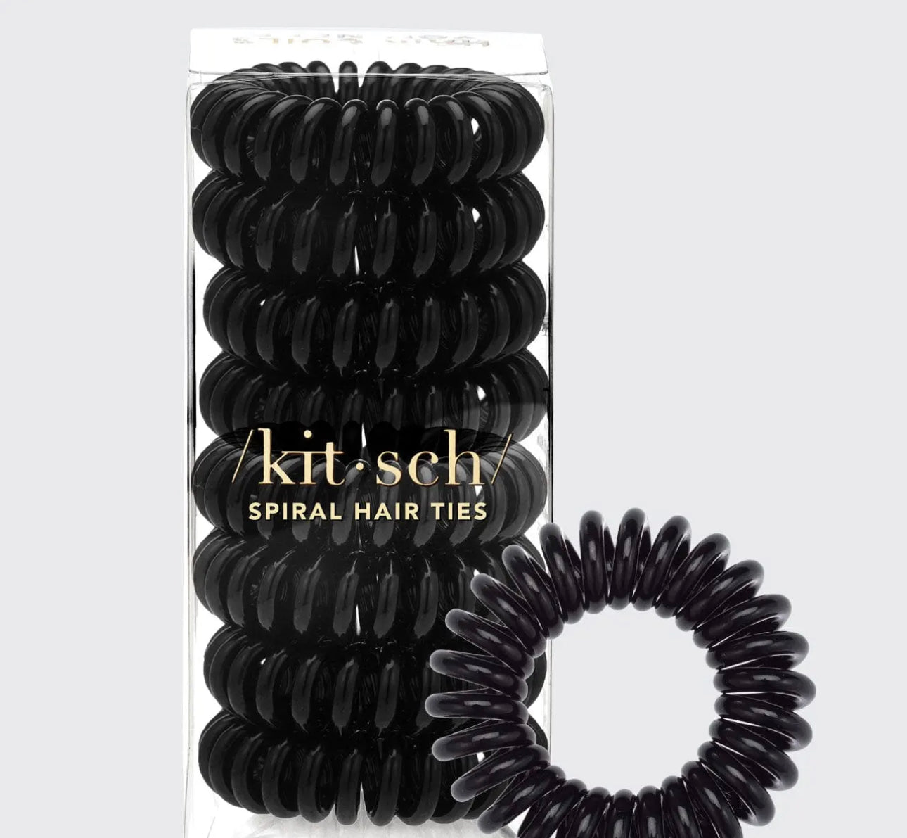 Spiral Hair Ties 8 Pack - Black