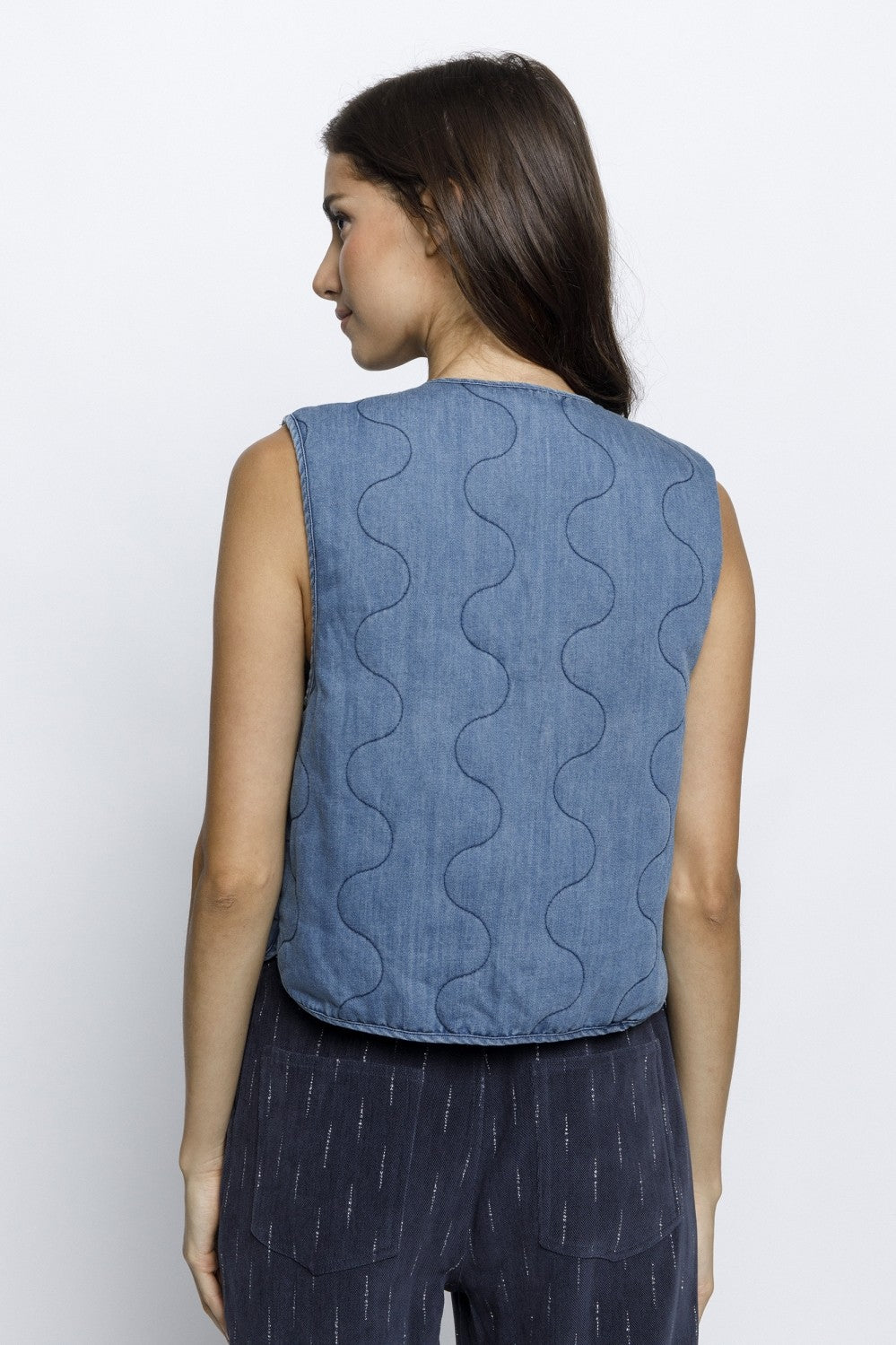 DENIM BOW-TIE VEST