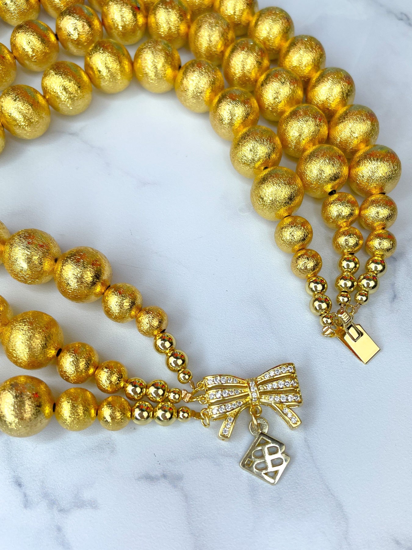 3 STRAND GOLD BEADED BRIANNA NECKLACE