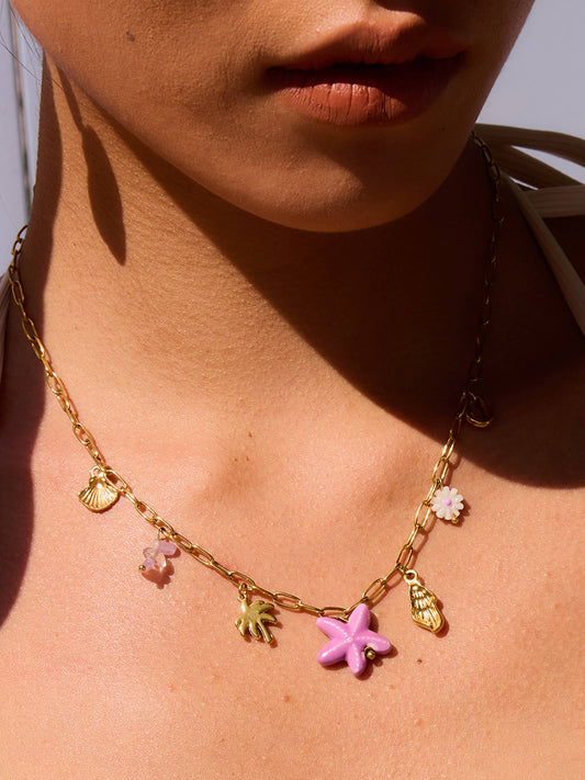 ONYA 18K GOLD PALM BEACH CHARM NECKLACE