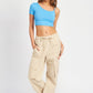 ASYMMETRICAL BINDING CROPPED TOP
