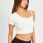 ASYMMETRICAL BINDING CROPPED TOP