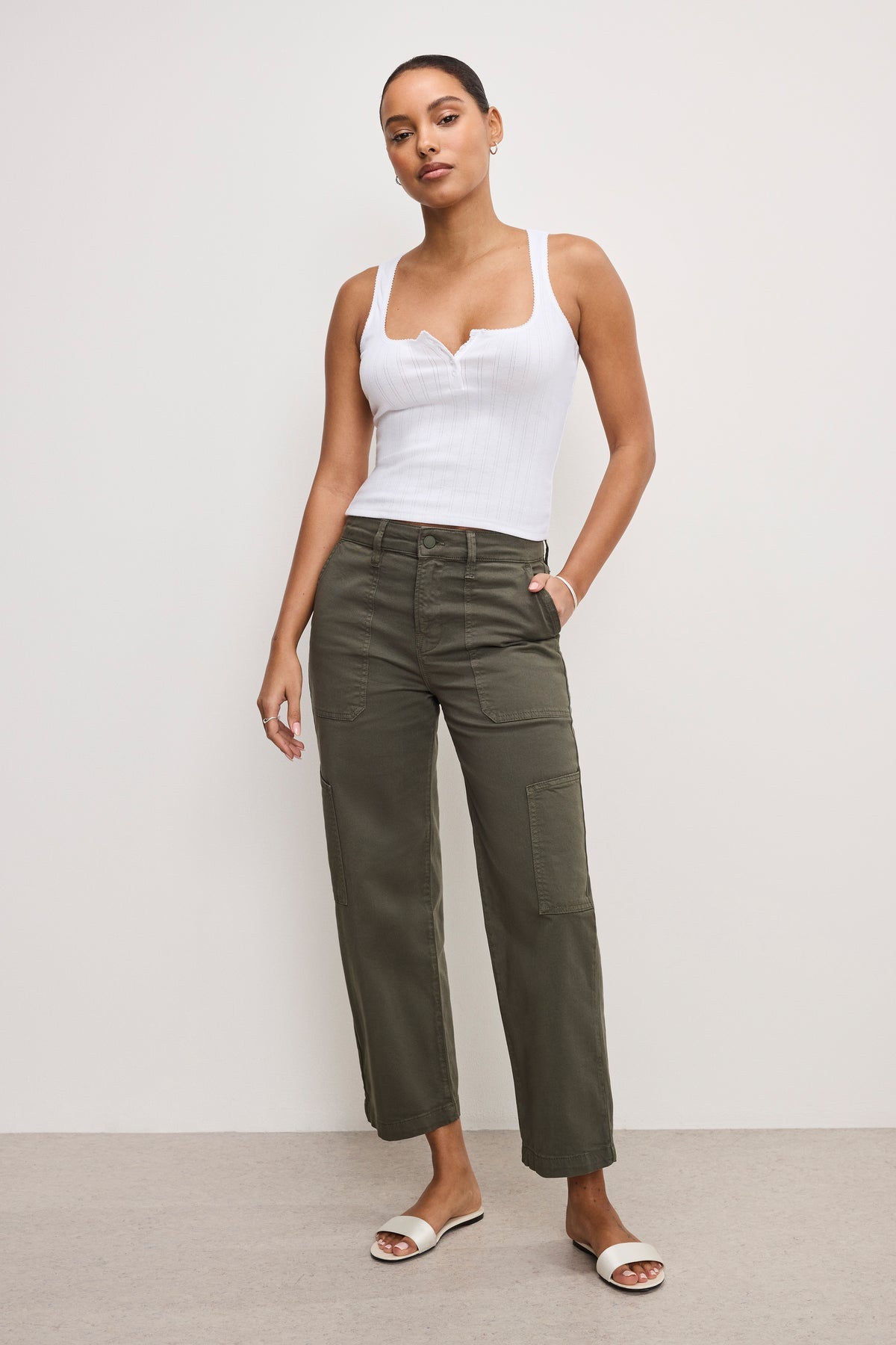 POINTELLE HENLEY TANK TOP