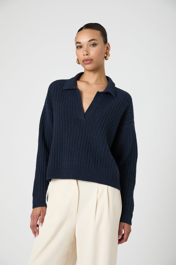 VHARI COLLAR LONG SLEEVE SWEATER