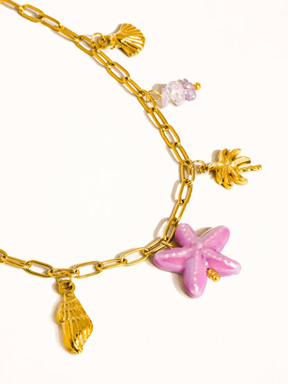 ONYA 18K GOLD PALM BEACH CHARM NECKLACE