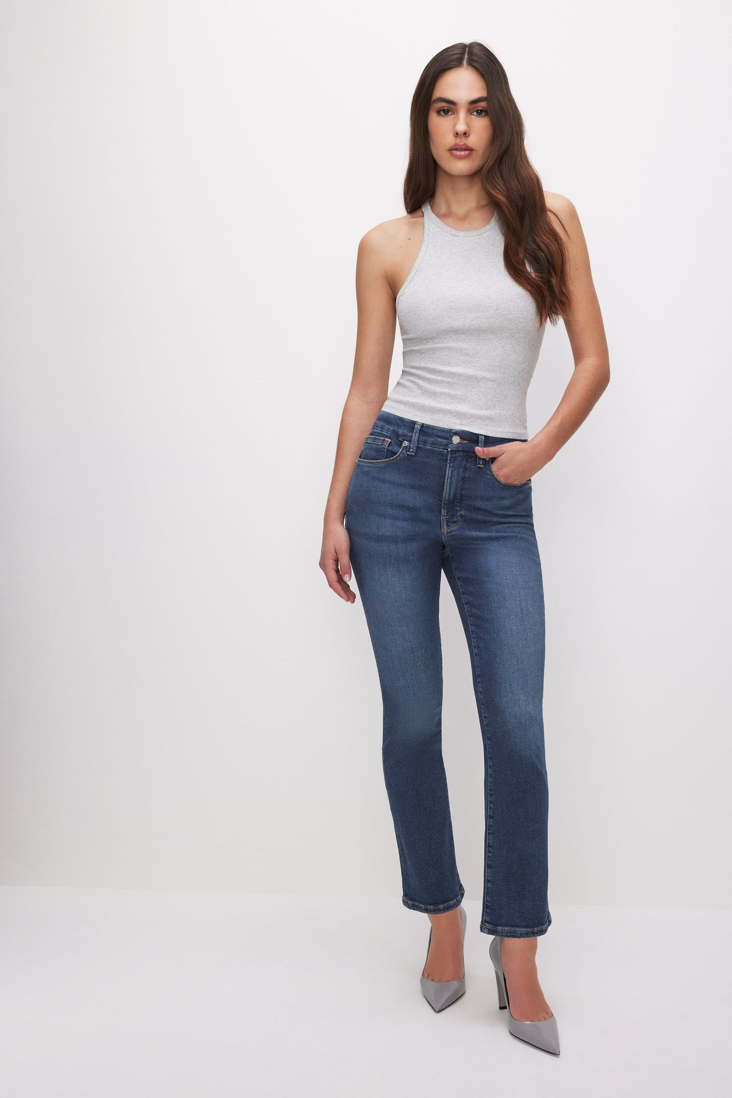 GOOD AMERICAN MICRO RIB CREWNECK TANK