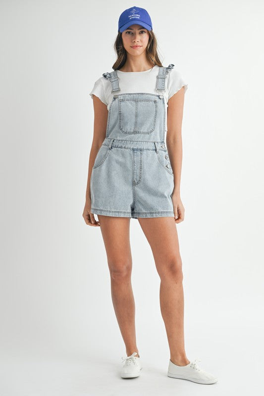 REMI RUFFLE DENIM OVERALLS