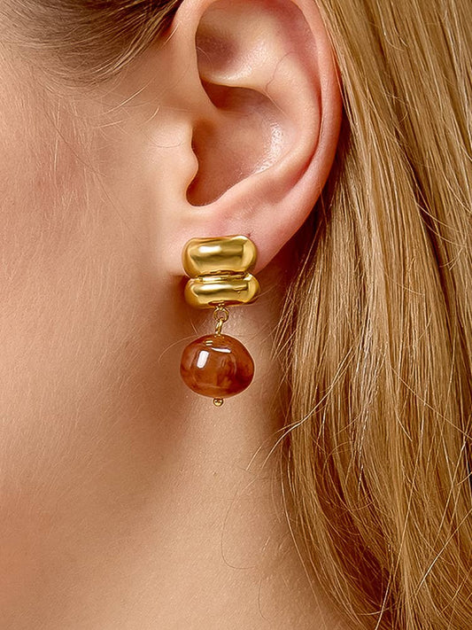 ANNINA DROP AGATE GOLD EARRINGS