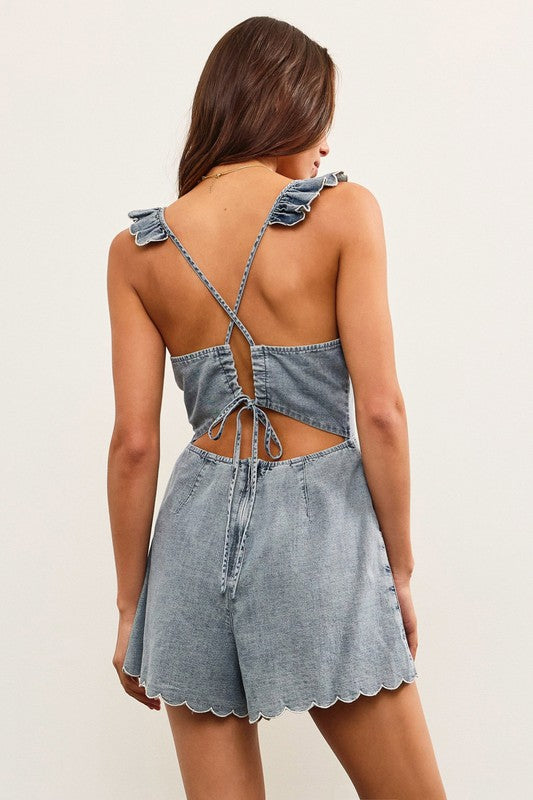AUBRIE DENIM ROMPER