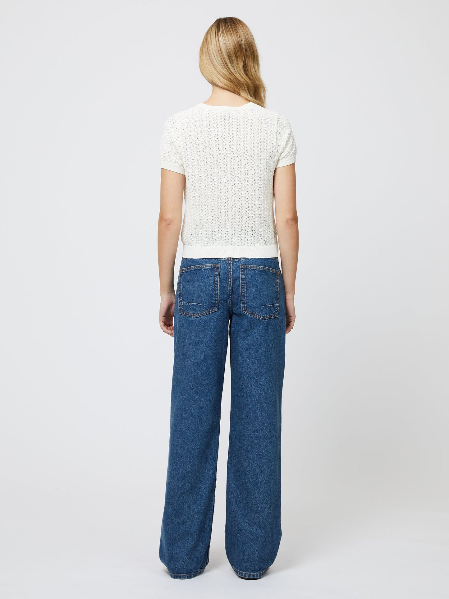 COTTON BLEND POINTELLE CARDIGAN