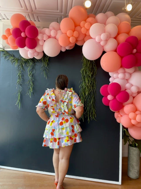 MOSAIC RUFFLE MINI DRESS