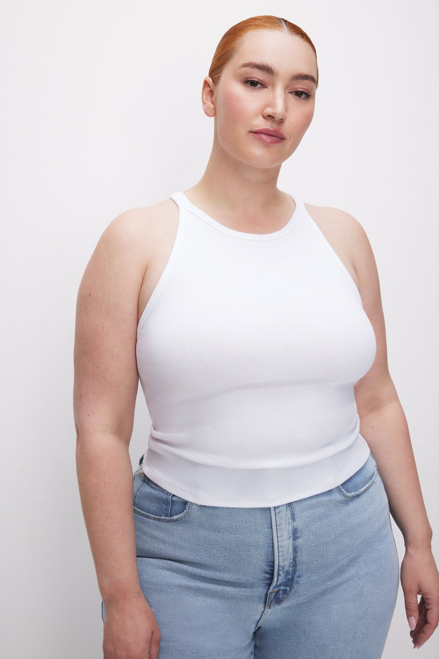 GOOD AMERICAN MICRO RIB CREWNECK TANK