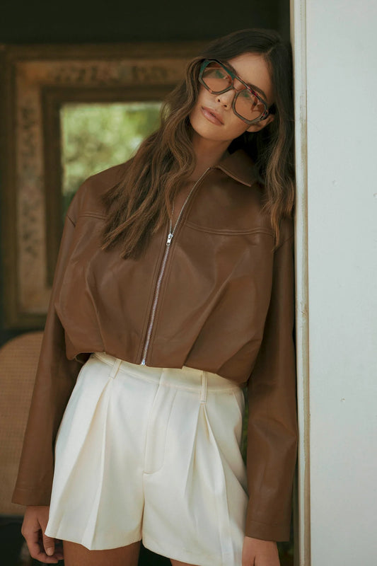 NICOLETTA FAUX LEATHER BUBBLE JACKET