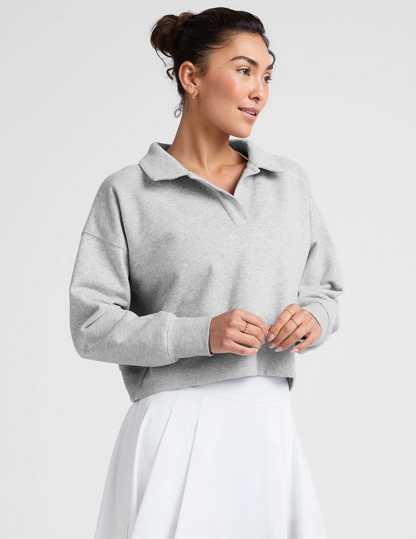 LUXE FLEECE COLLARED SWEATSHIRT