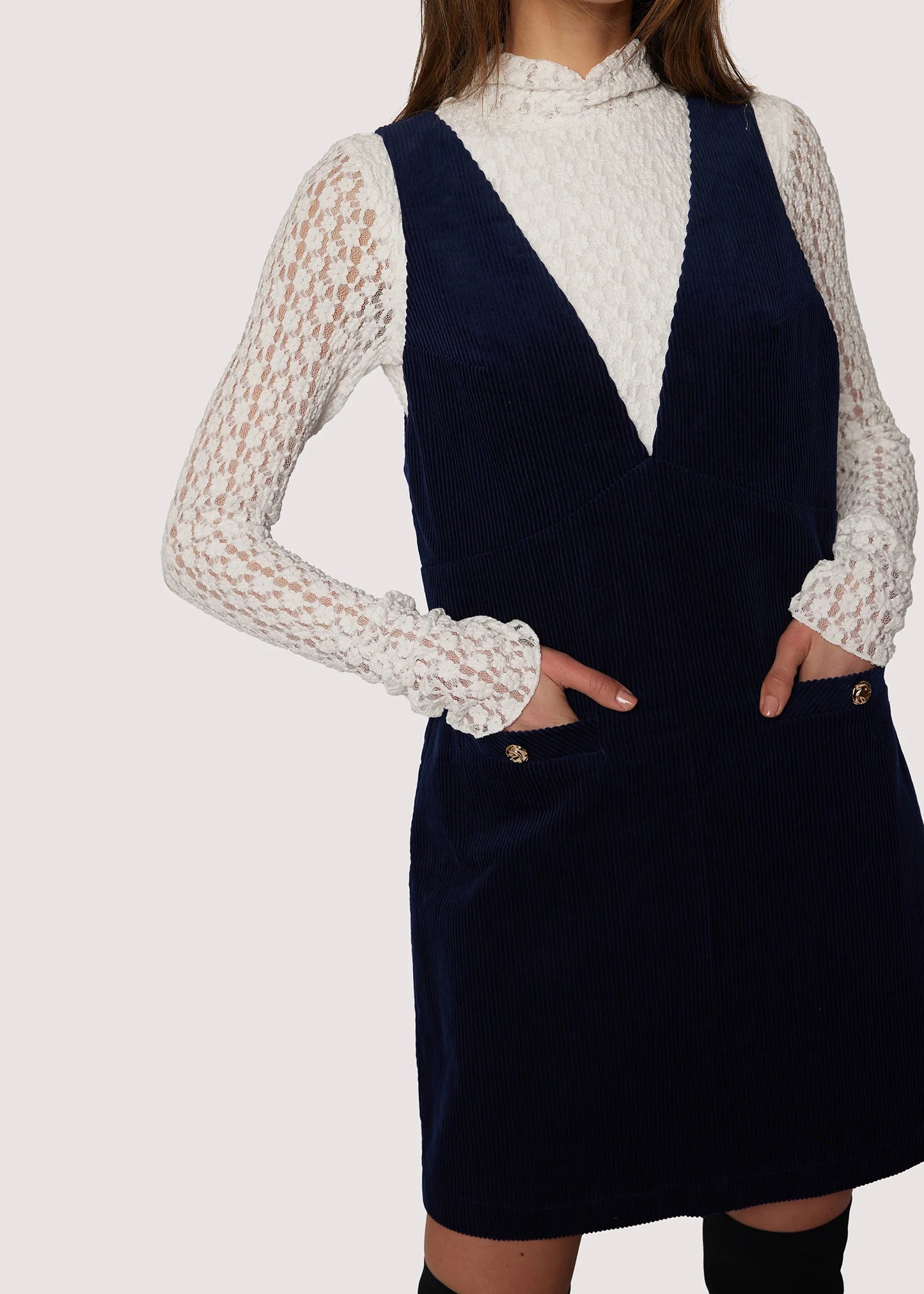 TWILIGHT ALLURE V-NECK MINI DRESS