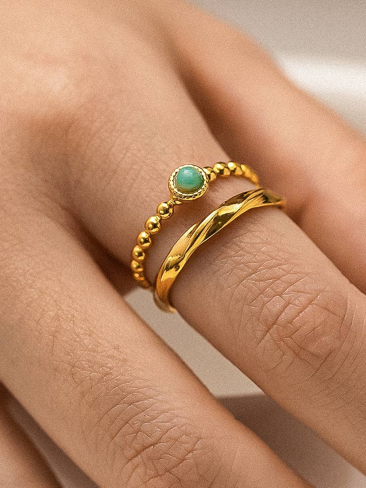 LERI 18K GOLD LAYERED STONE RING