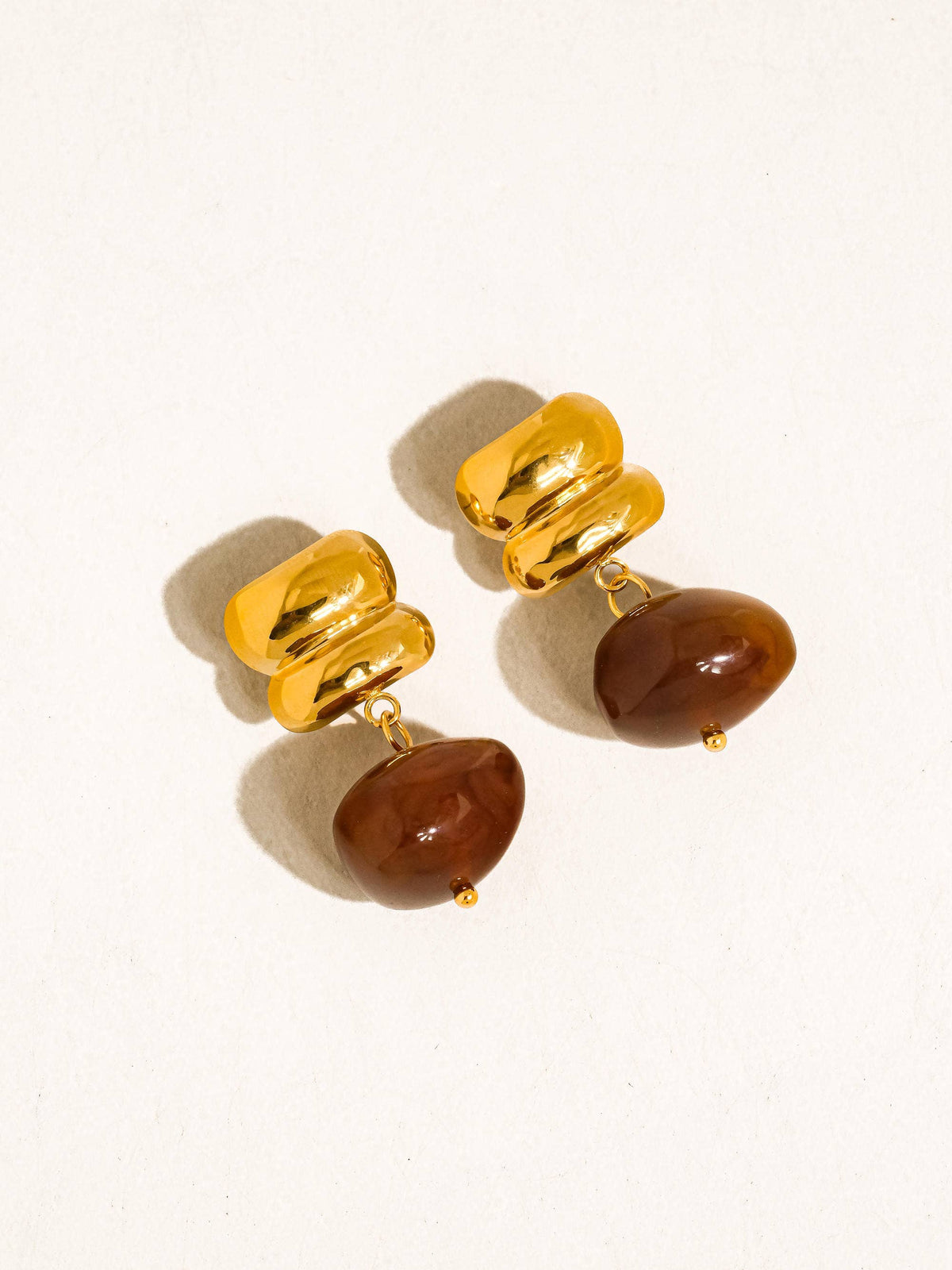 ANNINA DROP AGATE GOLD EARRINGS