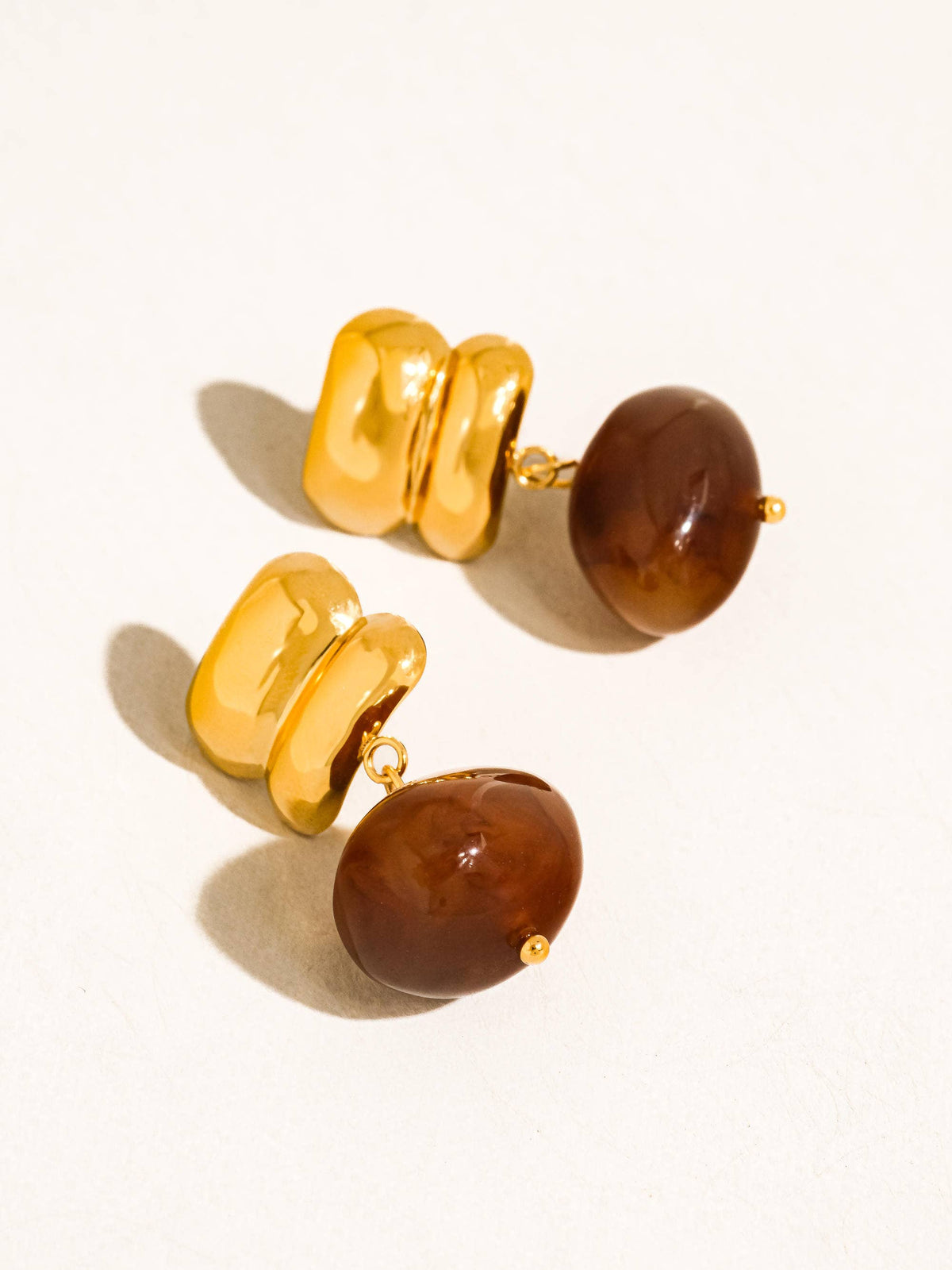 ANNINA DROP AGATE GOLD EARRINGS