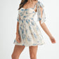 FLORAL PRINTED TIED SHOULDER MINI DRESS