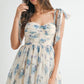 FLORAL PRINTED TIED SHOULDER MINI DRESS