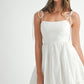 BUBBLE HEM STRAP SHOULDER MINI DRESS