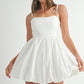 BUBBLE HEM STRAP SHOULDER MINI DRESS