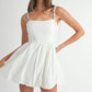 BUBBLE HEM STRAP SHOULDER MINI DRESS