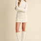 LIGHTWEIGHT KNIT RUFFLED TIERED MINI SKIRT